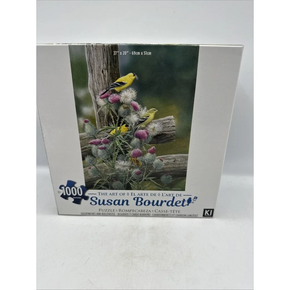 Susan‎ Bourdet Goldfinches & Bullthistle 1000 Pc Puzzle Used KI Brand W/ Poster